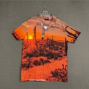 Desert Sunset Button-Down Shirt - Orange - Vintage Vibes